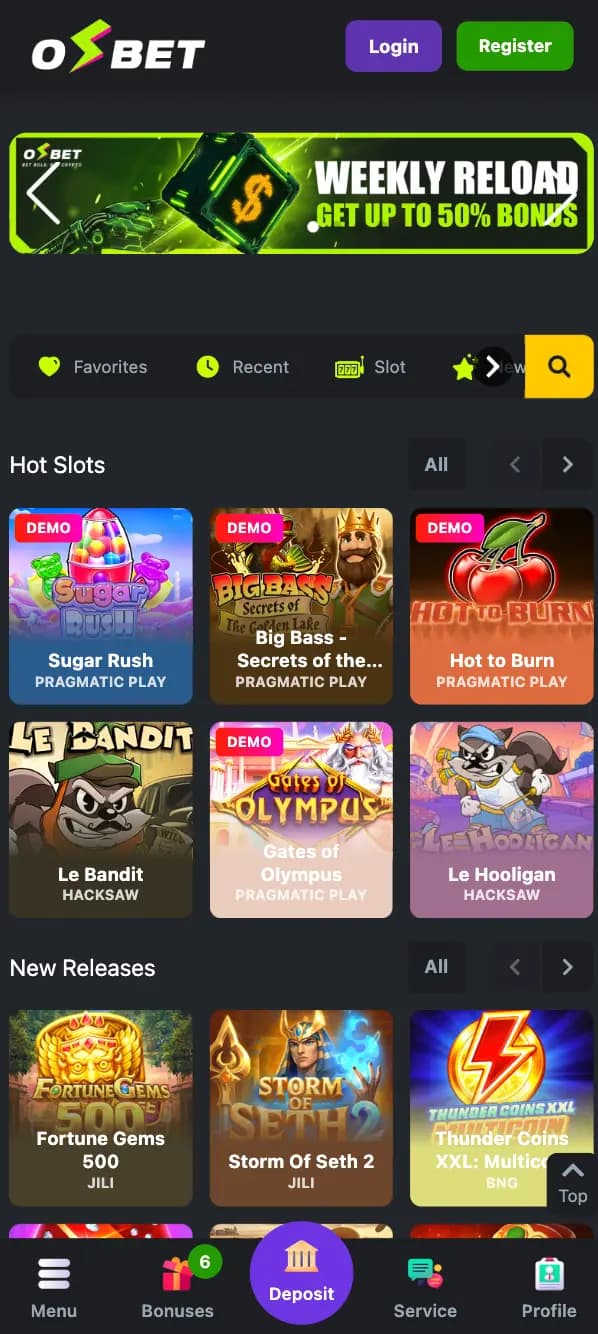 Claim your bonus at OSbet